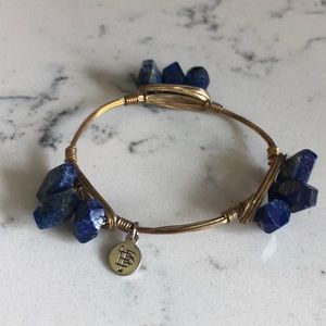 Blue Gold Beaded Bourbon and Bowties Bracelet